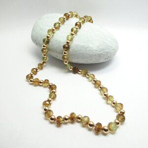 Gold and Uranium glass bead necklace